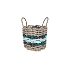 Load image into Gallery viewer, Lobster Rope Basket Tan and Seafoam, Hunter Green Accents