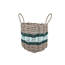 Load image into Gallery viewer, Lobster Rope Basket Tan and Seafoam, Hunter Green Accents