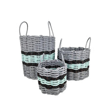 Load image into Gallery viewer, Lobster Rope Basket Light Gray and Seafoam, Black Accents