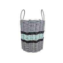 Load image into Gallery viewer, Lobster Rope Basket Light Gray and Seafoam, Black Accents