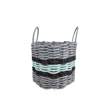 Load image into Gallery viewer, Lobster Rope Basket Light Gray and Seafoam, Black Accents