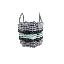 Load image into Gallery viewer, Lobster Rope Basket Light Gray and Seafoam, Black Accents