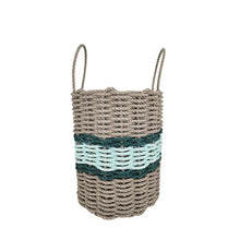 Load image into Gallery viewer, Lobster Rope Basket Tan and Seafoam, Hunter Green Accents