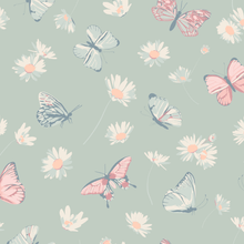 Load image into Gallery viewer, Mint Butterfly Daisy Bamboo Ruffle Baby Footie