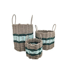 Load image into Gallery viewer, Lobster Rope Basket Tan and Seafoam, Hunter Green Accents