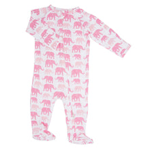 Load image into Gallery viewer, Pink Elephant Zipper Footie
