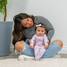 Load image into Gallery viewer, Lavender Rainbows and Clouds Zipper Footie