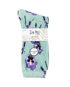 Pansy Eucalyptus Scent Cozy Crew Sock
