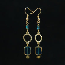 Load image into Gallery viewer, 225-Gilded Blue Earrings