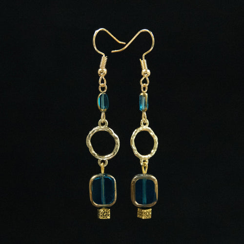 225-Gilded Blue Earrings