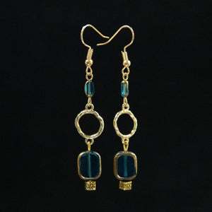 225-Gilded Blue Earrings