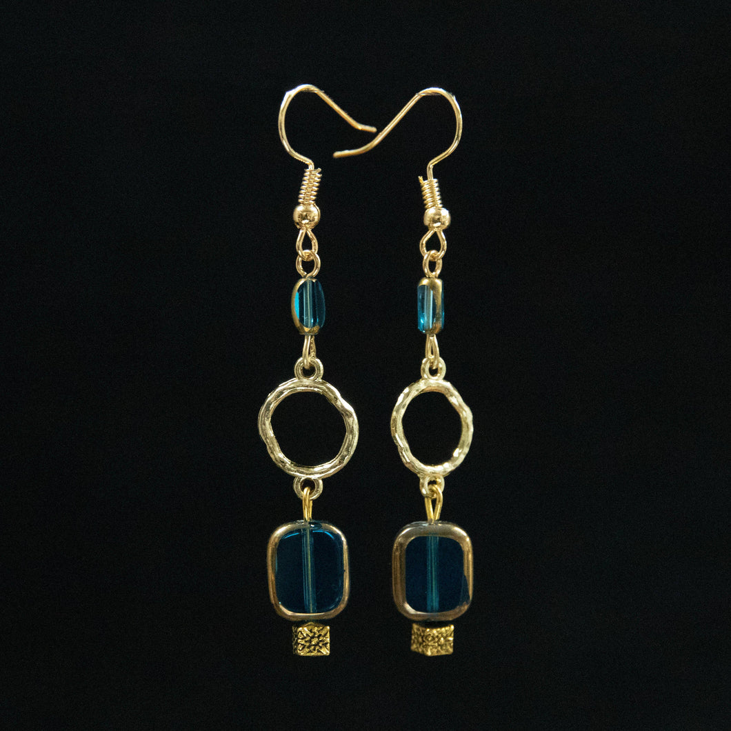 225-Gilded Blue Earrings