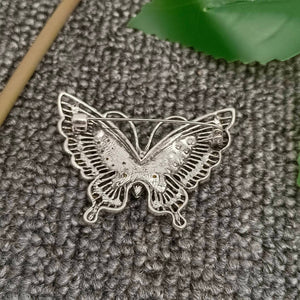 Vintage-look Green Rhinestone Butterfly Brooch