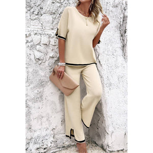 Knit Short Sleeve Top and Wide Leg Lounge Pants - SOLD SEPERATELY