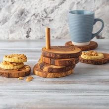Load image into Gallery viewer, Olive Wood Coaster Set with Holder -7 Pcs
