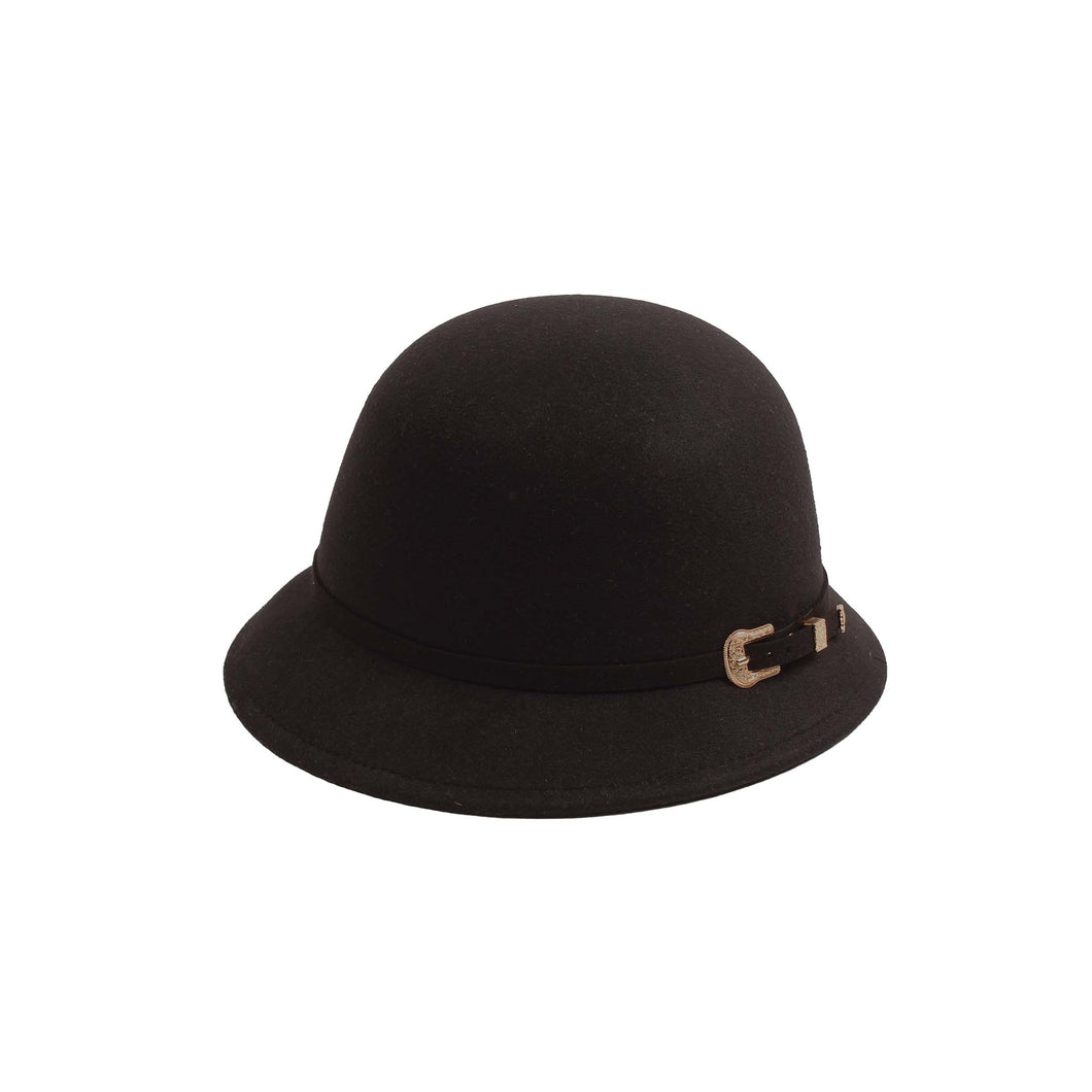Cloche Faux Felt  Buckle trim