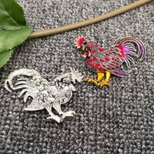 Load image into Gallery viewer, Red Rhinestone Enamel Rooster Brooch