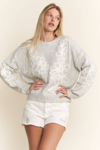 FLORAL EMBROIDERED KNIT SWEATER