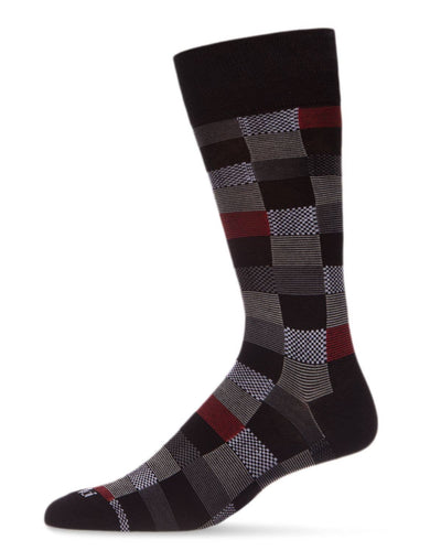 Checkerboard Plaid Men's Bamboo Dress Crew Socks