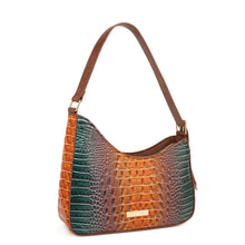 Load image into Gallery viewer, COFFE OR FUSIA SARAH AUPEN SHAPED CROC EMBOSSED SHOULDER BAG