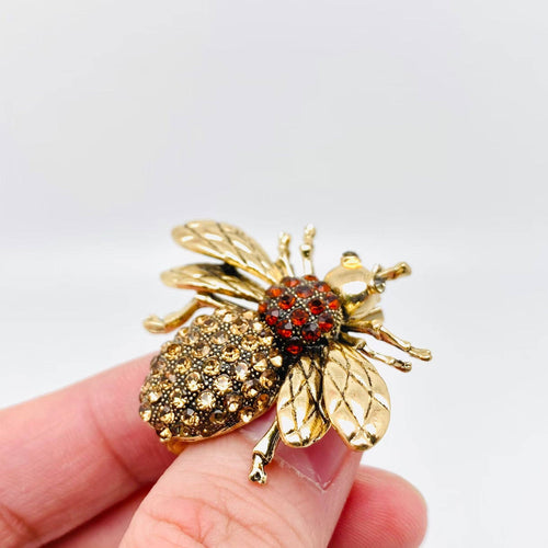 Metal Rhinestone Bee Brooch Clothes Pin