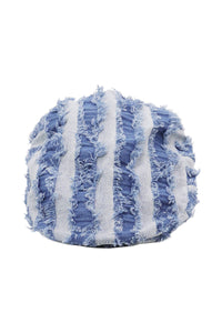 Distressed Stripe Denim Patchwork Flat Ivy Cap