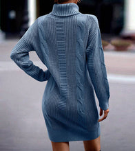 Load image into Gallery viewer, Cross Knit Roll Neck Shirt Sweater Dress