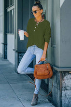 Load image into Gallery viewer, Round Neck Button Up Long Sleeve Top