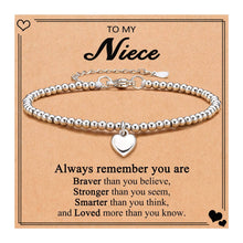 Load image into Gallery viewer, Heart Charm Stainless Steel Bracelet with Blessing Cards