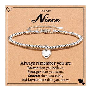Heart Charm Stainless Steel Bracelet with Blessing Cards