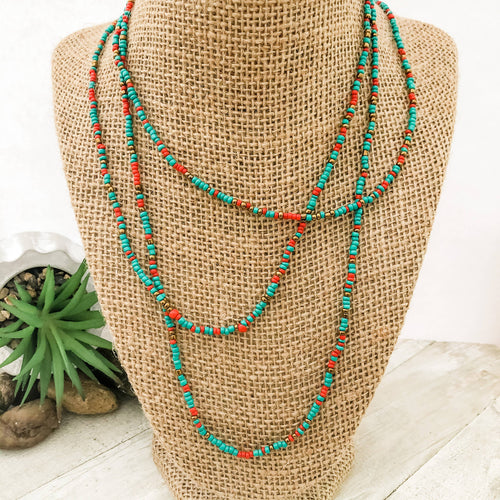 Maria Necklace - Red/Turquoise