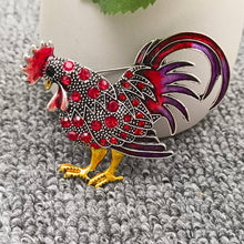Load image into Gallery viewer, Red Rhinestone Enamel Rooster Brooch