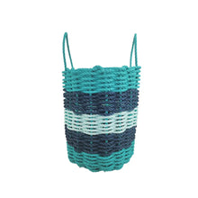 Load image into Gallery viewer, Five Stripe Rope Storage Basket Teal, Navy Blue &amp; Seafoam