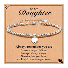 Load image into Gallery viewer, Heart Charm Stainless Steel Bracelet with Blessing Cards