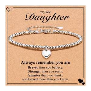 Heart Charm Stainless Steel Bracelet with Blessing Cards