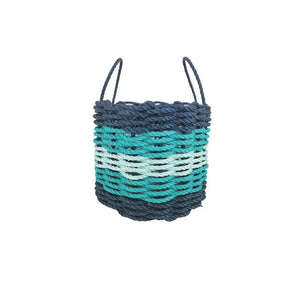 Five Stripe Rope Storage Basket Navy Blue, Teal & Seafoam