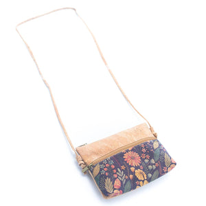Natural Cork and Printed Design Women's Crossbody Bag BAG-22