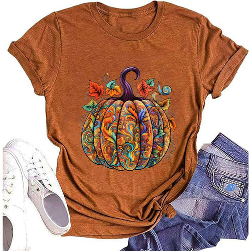 Halloween/Fall Pumpkin Print T-Shirt