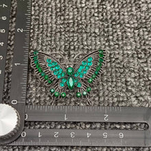 Load image into Gallery viewer, Vintage-look Green Rhinestone Butterfly Brooch