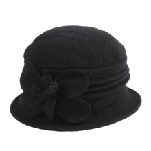 Load image into Gallery viewer, Black Boiled Wool Bucket Hat