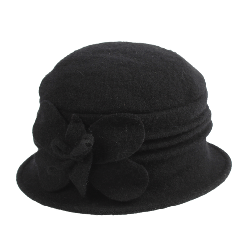 Black Boiled Wool Bucket Hat