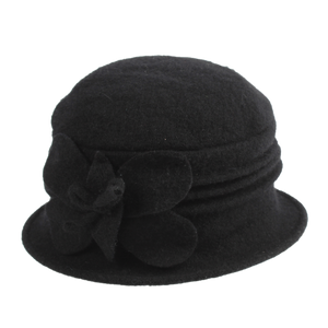 Black Boiled Wool Bucket Hat