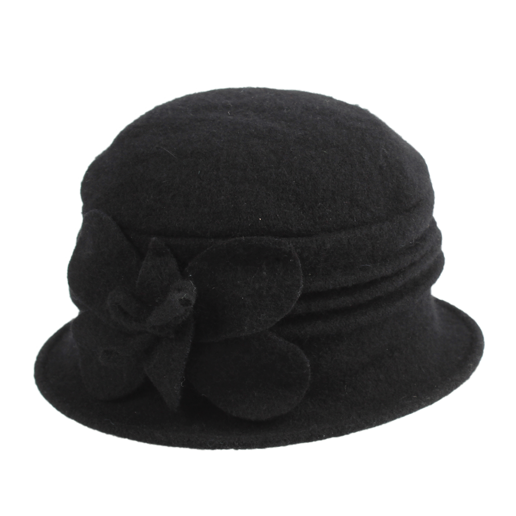 Black Boiled Wool Bucket Hat