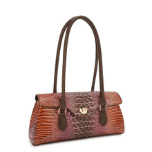 Load image into Gallery viewer, BROWN CROC EMBOSSED OMBRE SHOULDER BAG/SATCHEL