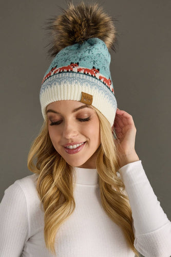 Lt. Blue Fox Pattern Hat