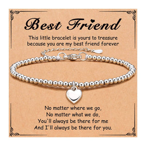 Heart Charm Stainless Steel Bracelet with Blessing Cards