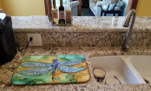 Abstract Dragonfly Dish Drying Mat – Absorbent, Artistic Kitchen Essentials 8967DDM