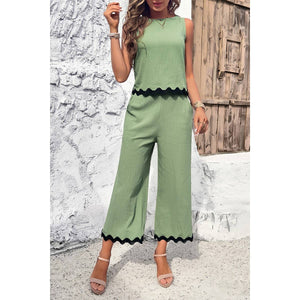 Two Pieces SOLD SEPERATELY Sleeveless Top and Crop Pants with Pockets