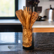 Load image into Gallery viewer, Olive Wood Kitchen Servers Set w/Holder -6 Pcs