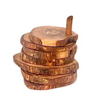Load image into Gallery viewer, Olive Wood Coaster Set with Holder -7 Pcs